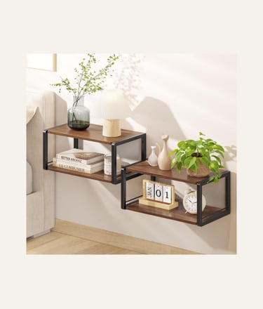 NANAGIFTREE Floating Nightstand Set of 2 Vintage Brown2 