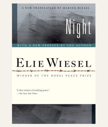 Book cover of Night - barbwire and blurred image of a building