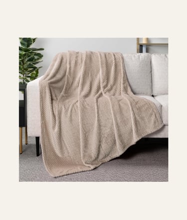 PAVILIA Tan Taupe Waffle Throw Blanket 50 by 60 