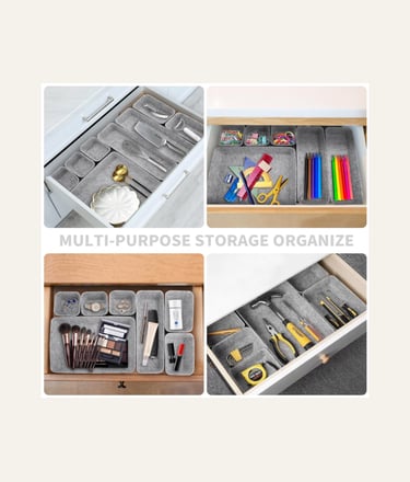 POTTIIS 8pcs Drawer Organizers, Separators, Storage Box Grey Matching 