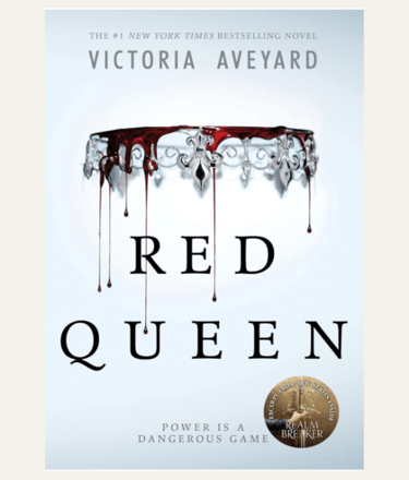 book cover with bleeding crown of the Red Queen Novel