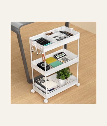 SPACELEAD 3 Tier Rolling Cart with Wheels Grey