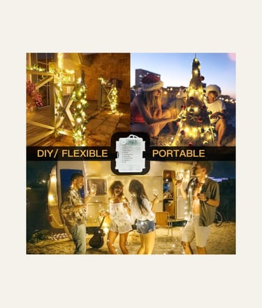 suddus Fairy Lights Battery Operated with Remote, 33ft 100 LED Timer Dimmable 8 light modes Twinkle 