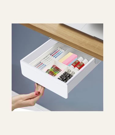 SVNNELP Under Desk Table Drawer Storage Organizer White