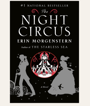 book cover with grey women silhouette of the Night Circus book