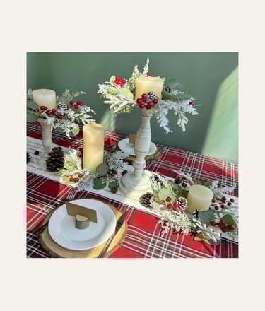 Winlyn 4 Pcs Artificial Eucalyptus and Snowy Cedar Candle Rings Christmas Candle Holder Rings Mini 