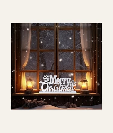 Wooden Merry Christmas Tabletop Decor White Glittery