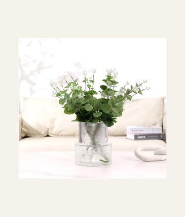 YANWE1 Ribbed Clear Glass Vase Large