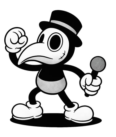 illy is the mascot logo of the ill individuals collective, a old school style cartoon plague doctor