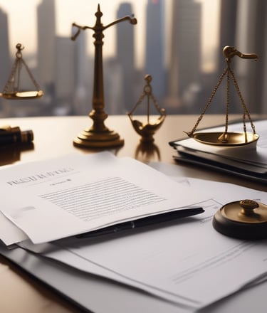 A close-up of a professional reviewing a legal notice document on a laptop screen.
