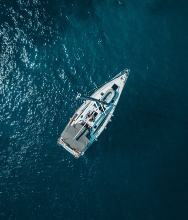 Sailing boat drone view