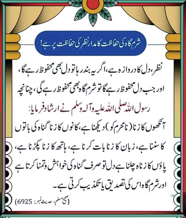 Hadith About Protecting Gaze-Sahih Muslim 6925-Nazar ki Hifazat Islam zahanatonline.com