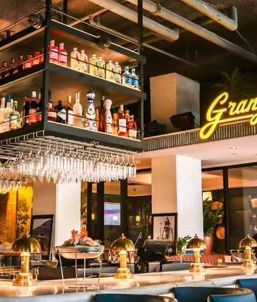 Photo of granger's interior featuring a logo designed by letterset