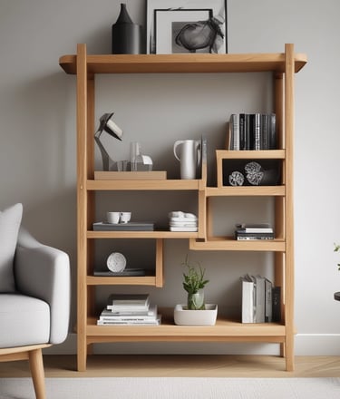 Elegant wooden shelves made from aged oak.