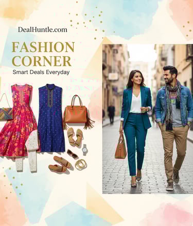 “Stylish young shoppers exploring trending fashion offers – DealHuntle.com daily deals”
