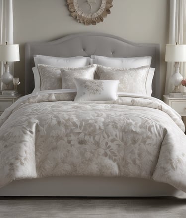 Cozy bed with soft linens and pillows in a warmly lit bedroom