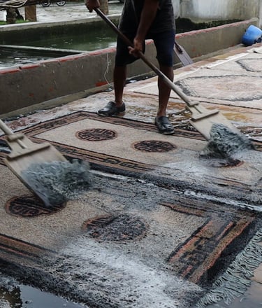 Handknotted Carpet Washing Process