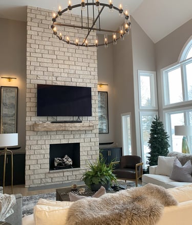 brick fireplace refacing project in Lake Geneva, Wisconsin