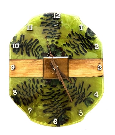 13''Modern Epoxy and Wood Wall Clock, Wooden and Epoxy Clock for Wall, Epoxy Wall Clock.