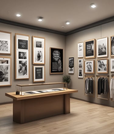 A vibrant workspace with various printing materials and tools.