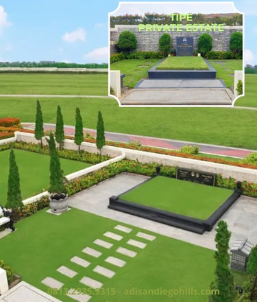 san diego hills memorial park tipe private estate dengan tembok sekeliling area kesan private 