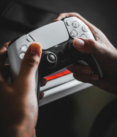 a person holding a video game controller