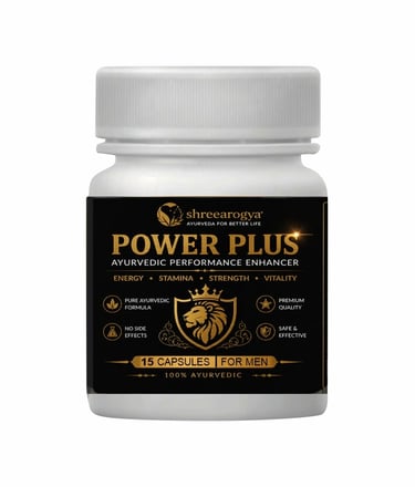 Shree Arogya Power Plus Ayurvedic capsules for men to boost energy, stamina, and vitality.