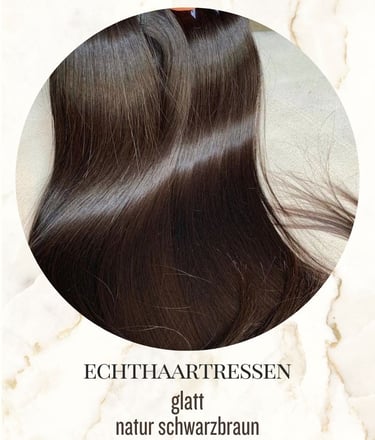 Echthaartressen glatt Naturschwarzbraun
