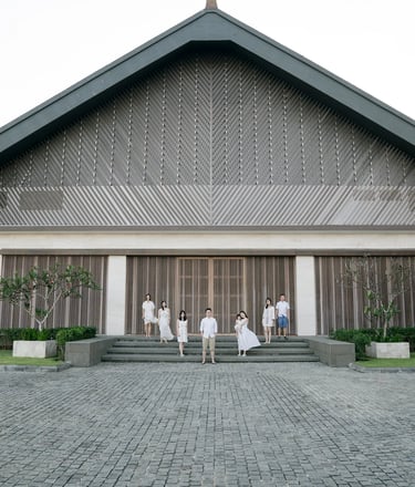 Stefy family portrait with modern architecture at Renaissance Uluwatu Bali
