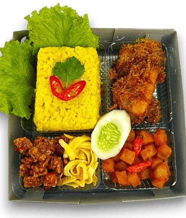 nasi kuning ayam serundeng