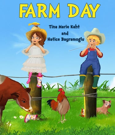 girl and boy in a happy farm