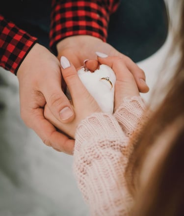 Demande en mariage dans la neige