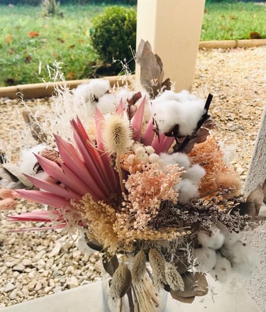 Bouquet de fleurs de coton en extérieur