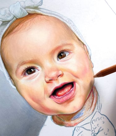 a pastel drawing of a baby