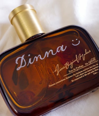 Hand engraved perfume bottle by NYC engraver Handwritten by Belle.