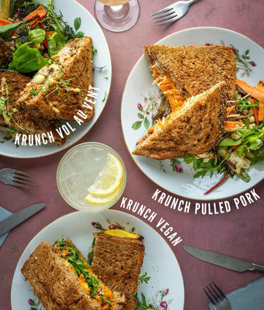 Krunch sandwiches: vol-au-vent, pulled pork en vegan — lunch bij Krunch Gent