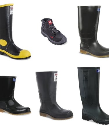 Botas de seguridad industrial con con puntera en policarbonato, botas plásticas y pvc