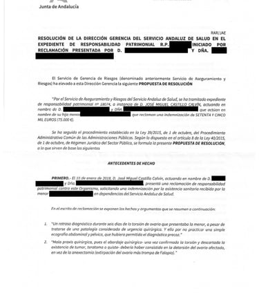 torsión ovárica -negligencia médica