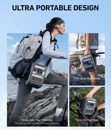 Anker SOLIX C300X lightweight power station charging devices at a campsite, ideal for weekend trips.