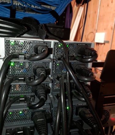 network switches mounted in cabinet