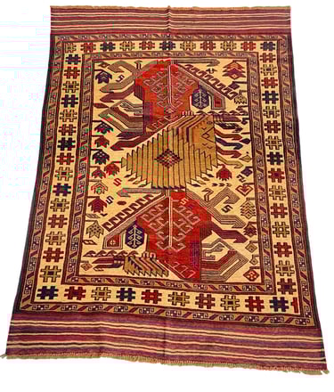a rug with a large rug and a rug