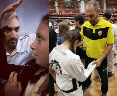 hypnotherapeute en train d'hypnotiser une sportive en competition