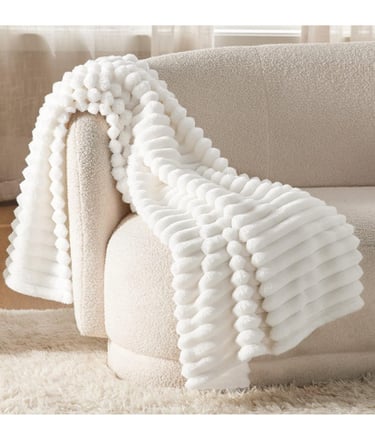 comfy white throw blanket for couch