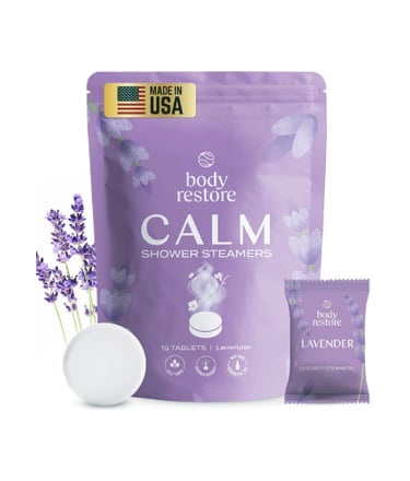 aromatherapy shower steamers, calming shower steamers, lavender shower steamers