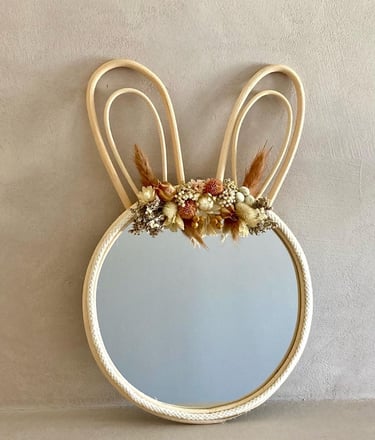 miroir lapin fleurs séchées Lulé Créations Florales Lyon