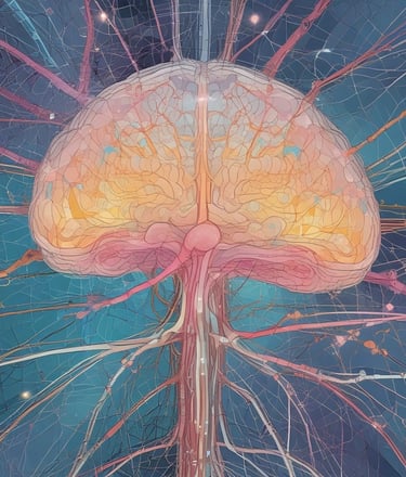 Close-up of a Lach-Boschi oscillator glowing softly with golden light on a white and aqua background.