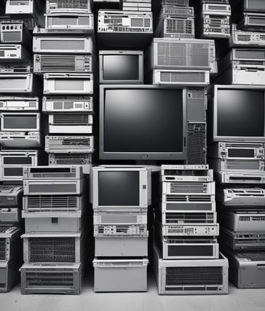 Close-up of hands packing office supplies into a cardboard box for shipment.