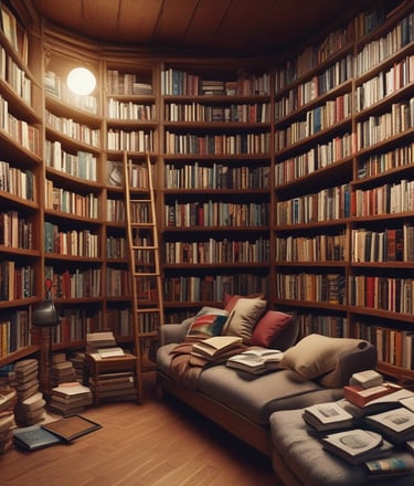 A cozy reading nook with a stack of dark romance and mafia romance books beside a steaming cup of tea.