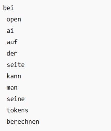 Textgrafik zur Token-Berechnung auf der OpenAI-Webseite für eine effiziente KI-Nutzung.
