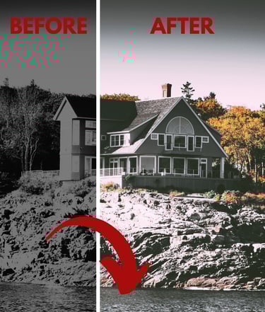 before and after picture of a house